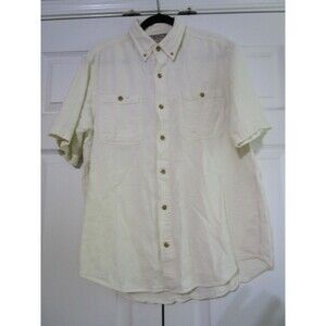 Duluth Trading Shirt Mens Medium Natural Beige Hemp Organic Cotton Short Sleeve